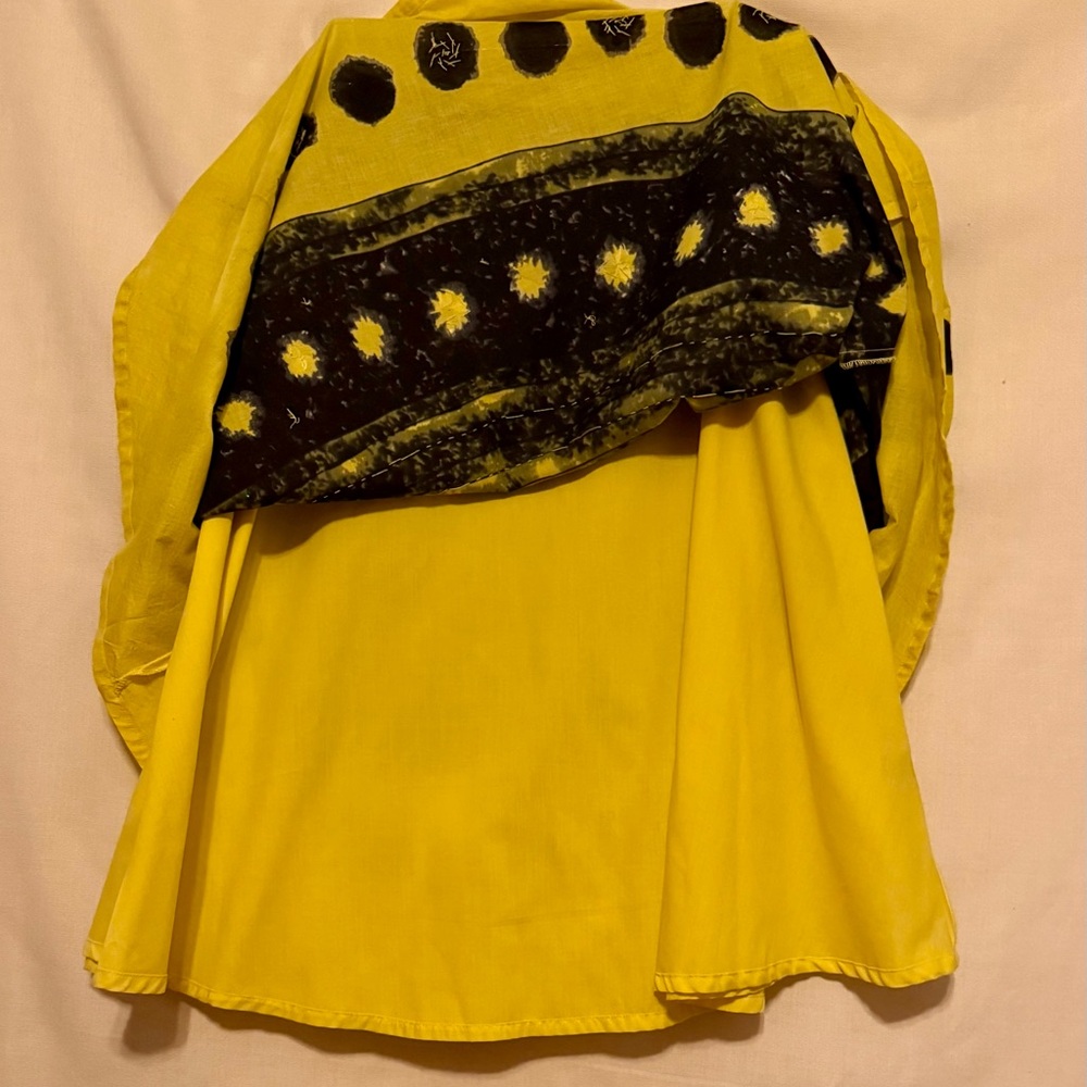 LAPIS Vintage Yellow/Blk Sequined Tea-Length Cotton Skirt SZ. M - Picture 4 of 9